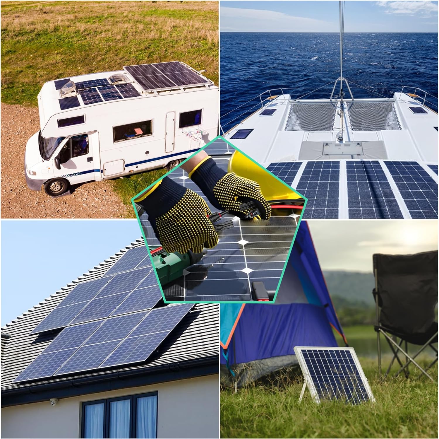 Coorle Solar Connectors Cable Model 2-4 for 2 Solar Panels 10AWG Y Branch Adapter with Tool-Free Connection (FMM/MFF)