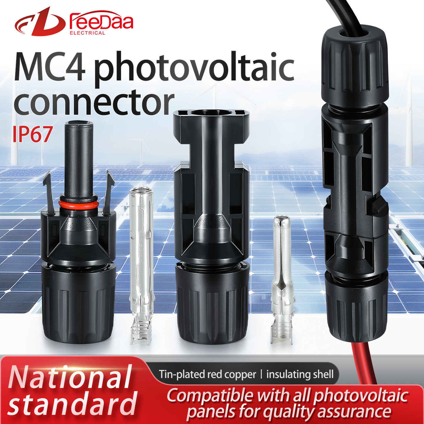 30A Solar PV Connector For 2.5mm 4mm 6mm Solar Cable Waterproof IP67 MC4 Compatible Male Female Pair Solar Panel Plug Adapter