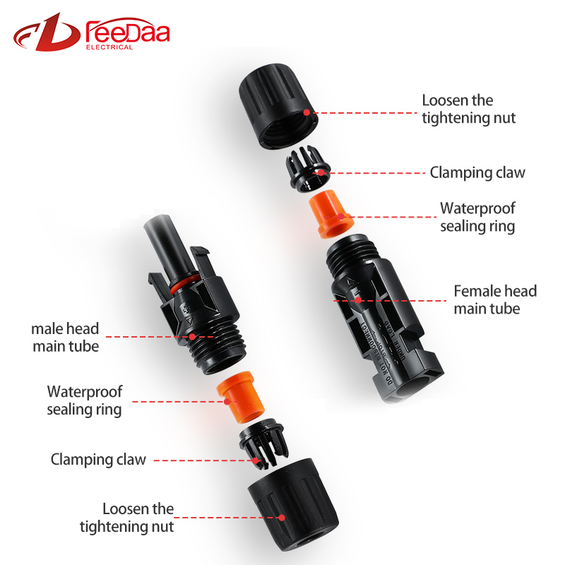 IP67 Waterproof Solar Connector 1000V 1500V DC PV Connector Compatible With MC4 For Solar Panel Energy System Power Distribution