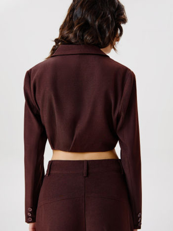 Clothing Supplier Fashion Sexy Modern Women's Cotton Collar Ruched Boxy Fitted Cropped Blazer