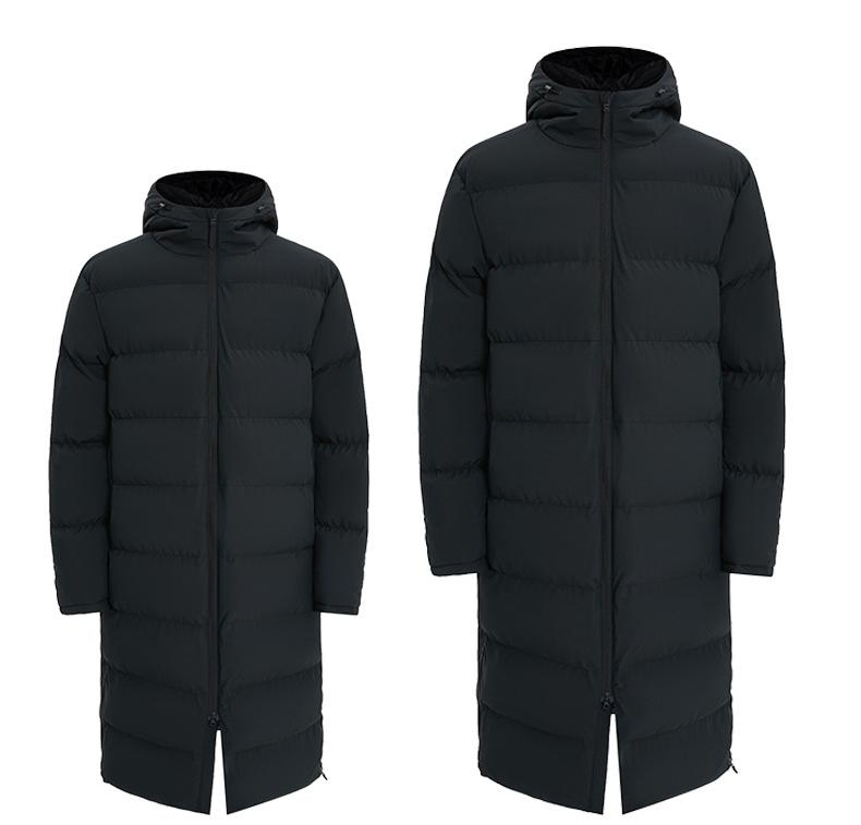 Logo Unisex Long Cotton Padding Thicken Parka with Hood