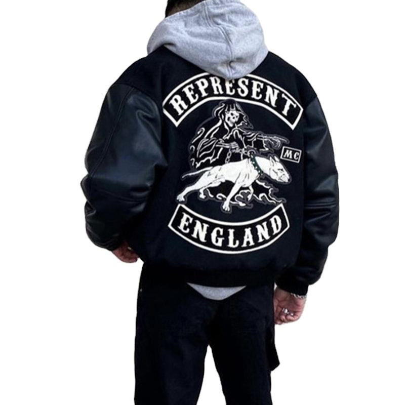 Winter Wholesale Blank Chenille Embroidery Jacket Men Plus Size Leather Jacket Baseball Bomber Men's Varsity Jackets