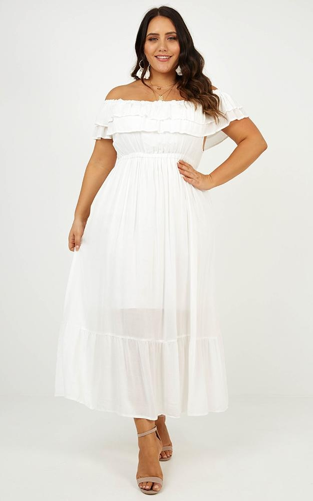 Womens off Shoulder Maxi Dress in White