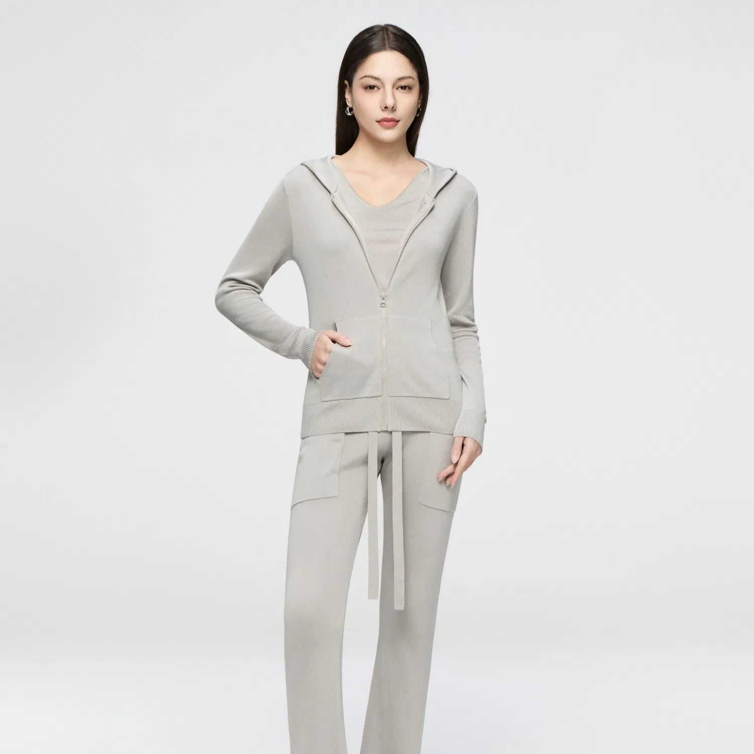 Women's Casual Lightweight Fine Gauge 16 Needle Wool Blend Cardigan for Layering