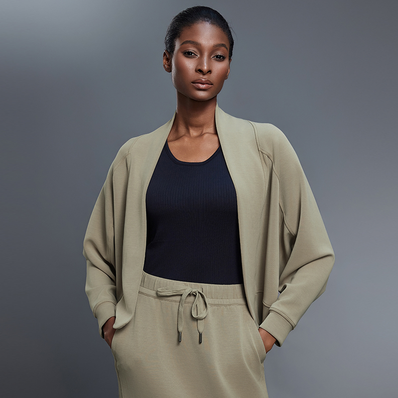 Custom Trendy Women's Clothing Casual Sports Top Long Sleeve Air Layer Casual Shawl Cardigans