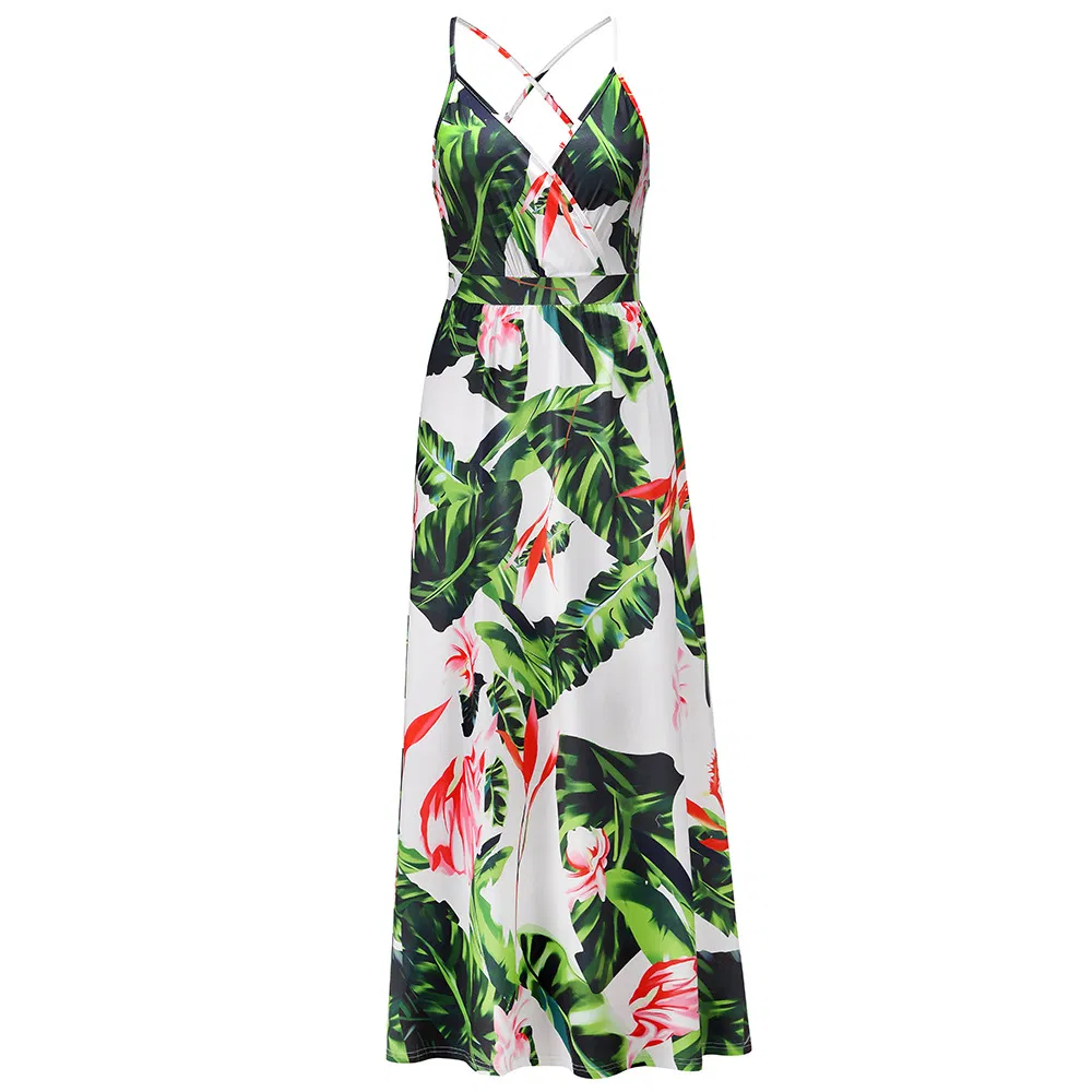 Factory Custom Fashion Women Summer Sexy Club Party Ladies Dress Evening Casual Floral Maxi Dresses