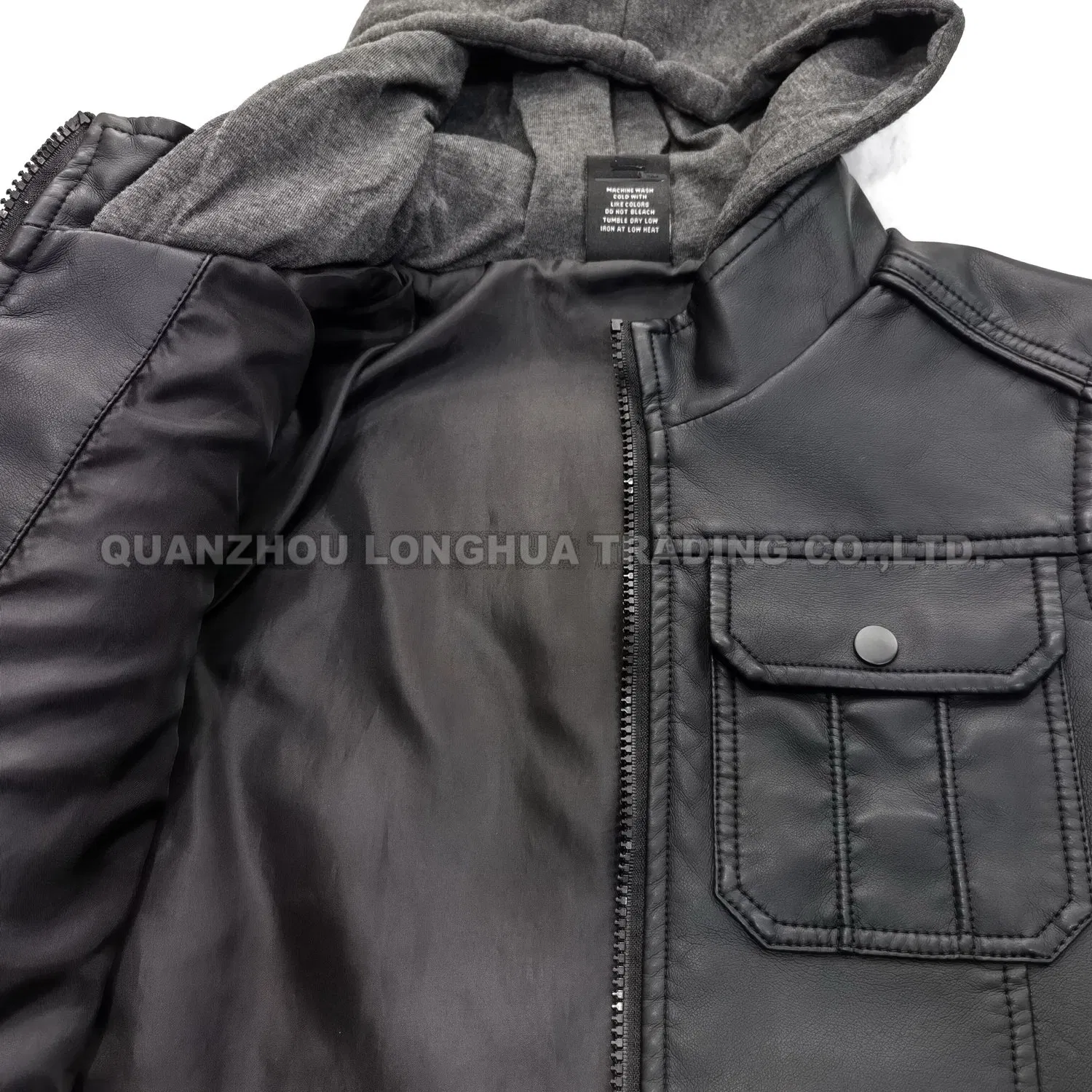 Men Jacket Boy Leather Jacket Winter Coat Black PU Apparel Fashion Clothes Hoody Clothing