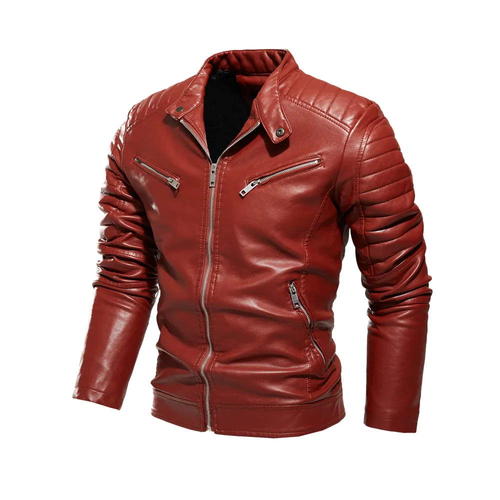 Wholesale Factory High Quality Materials Men's PU Leather Bomber Motorcycle Jacket Coat Customized Logo Leather Varsity Jackets for Men
