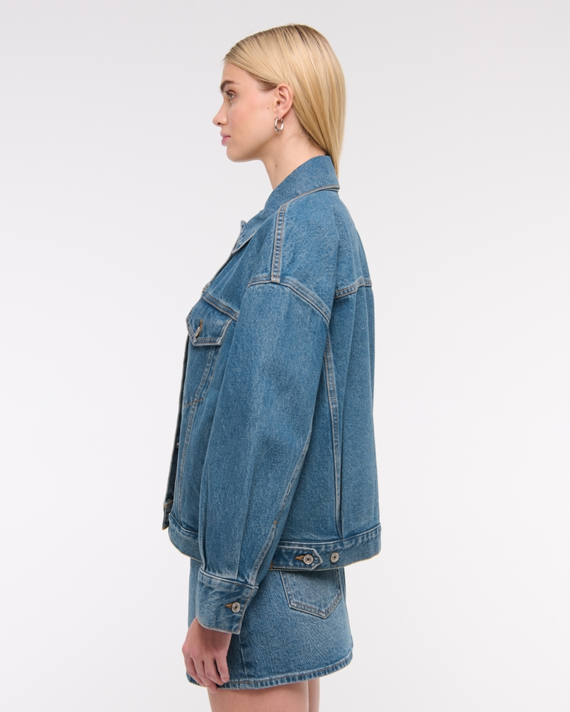Winter 2025 New American Blue Loose Blank Plain Denim Jeans Jacket Women