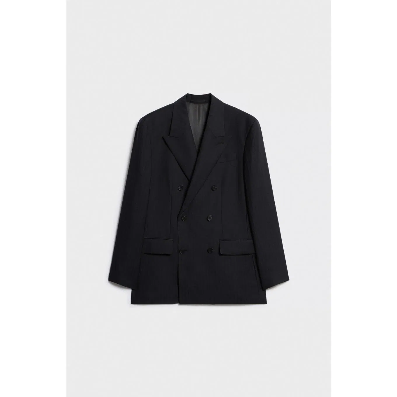 Leisure Custom Logo Double-Breasted Textured Stripes Pure Wool Fabric Blazer for Man Official Wear