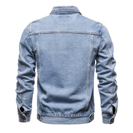 Custom Logo Streetwear Premium 15% Polyester 85% Cotton Casual Denim Jacket