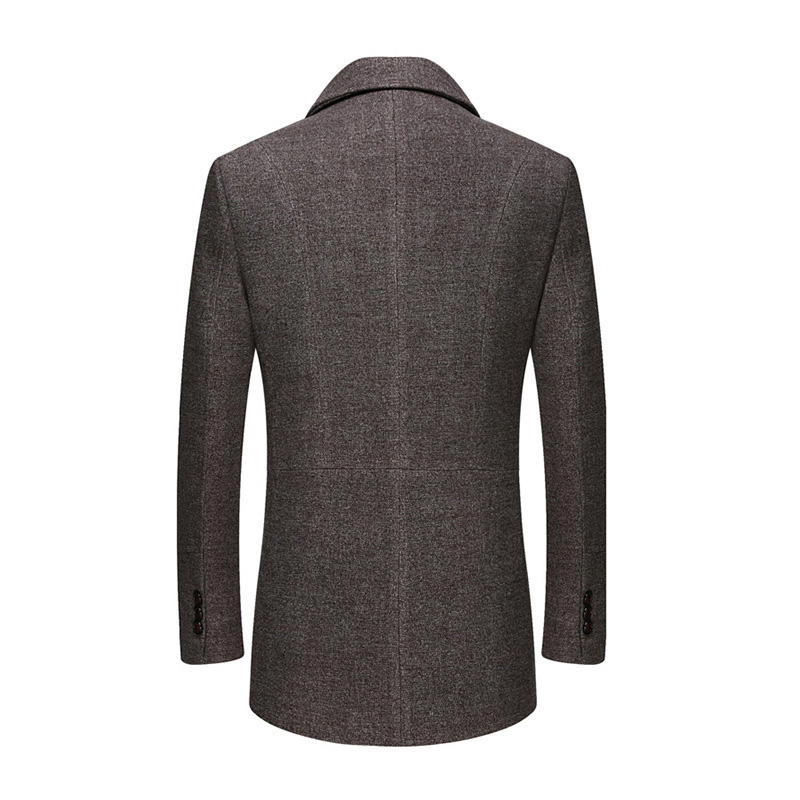 Manufacturer-Customized Autumn and Winter Fashion Medium-Sized Men's Cashmere and Wool Coat with a Detachable Scarf Collar Clothing