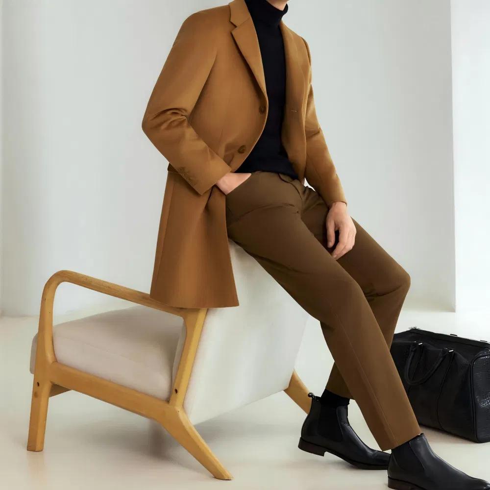 Factory Outlet Spring and Autumn Season Outfits Men's Breathable Wool Coat