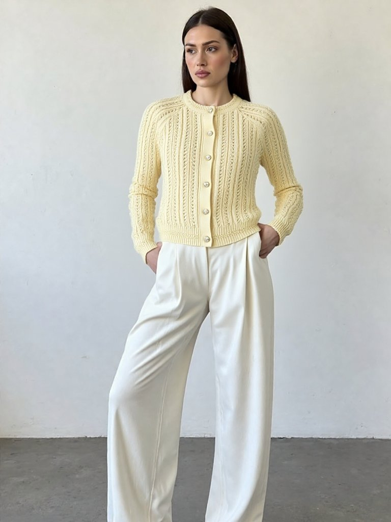 S26102 Women's Raglan-Sleeve Cable Knit Cardigan Fw26 OEM Ready