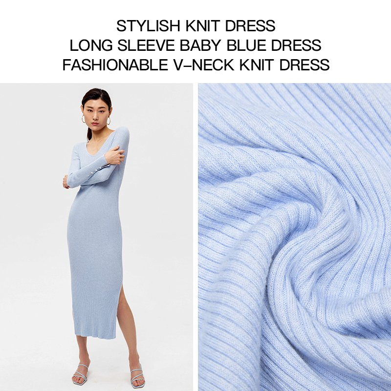 Stylish Women's Knitted Dresses Cashmere Wool Silk Viscose Organic Cotton Dress Long Sleeve Causal Dress for Girls Maxi Dress