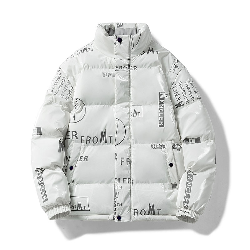 Men Long Sleeve Short Design Shiny Padding Effect Winter Coat Puffer Jacket