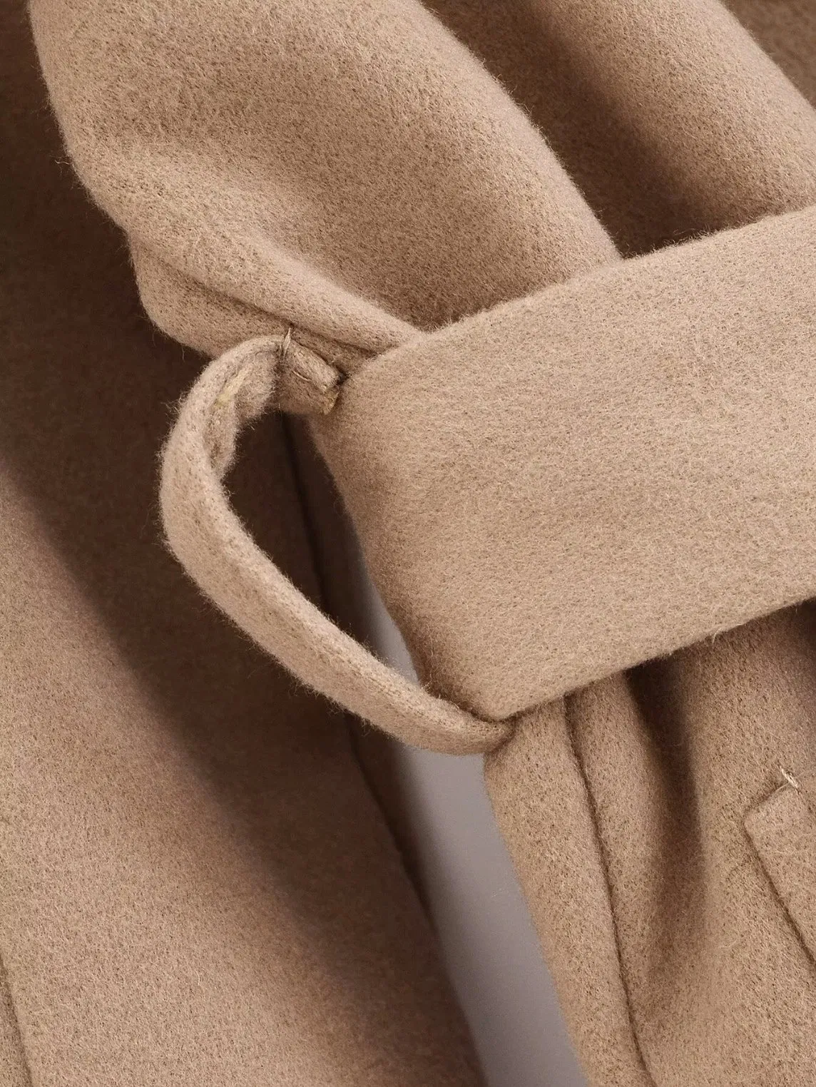 Customizable MID-Length Hooded Woolen Trench Coat with Lace-up Design