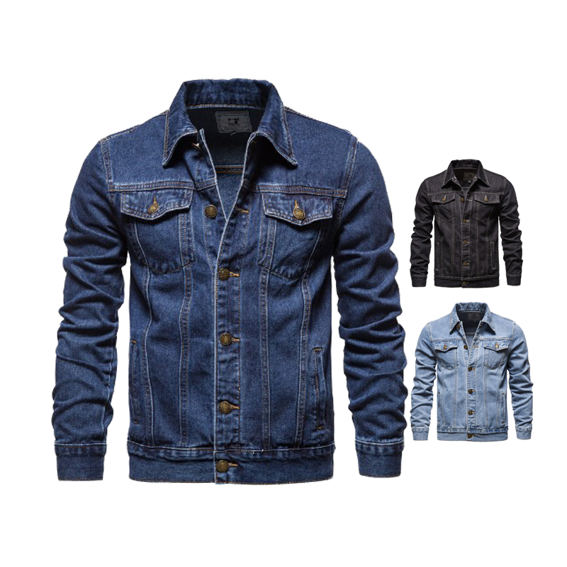 Custom Logo Streetwear Premium 15% Polyester 85% Cotton Casual Denim Jacket