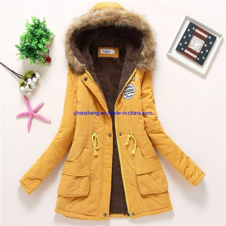 Women 's Fur Hoodies Ladies Coats Winter Warm Long Coat Jacket Cotton Clothes Thermal Parkas