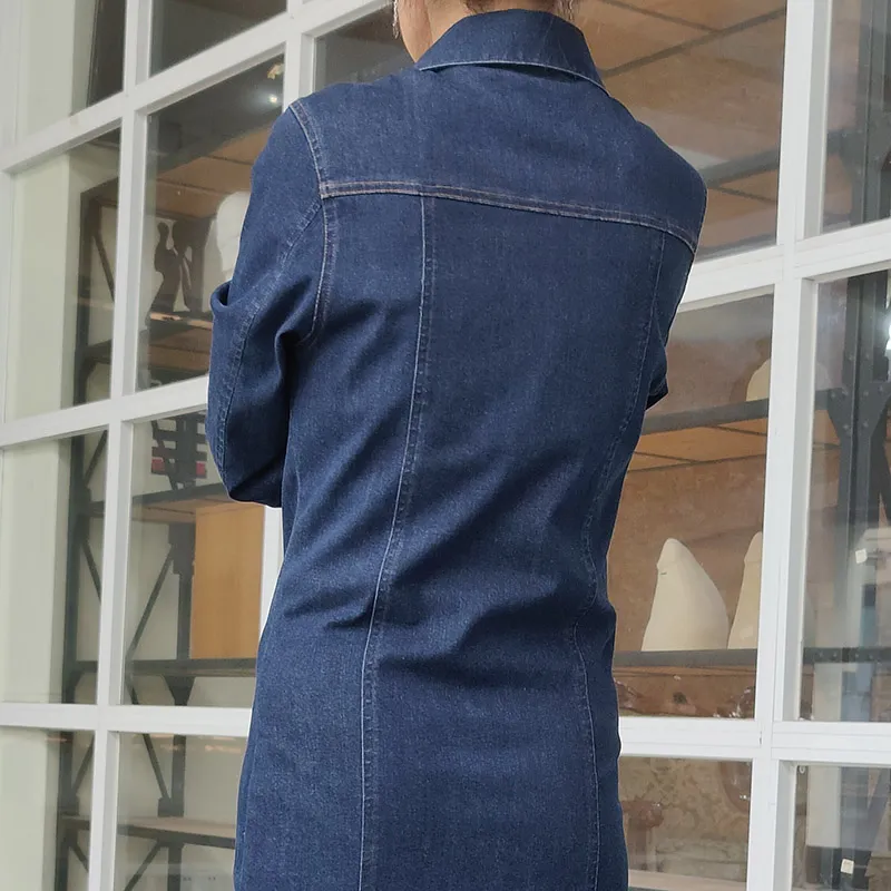 Blue Wash Denim Long Jacket View 2