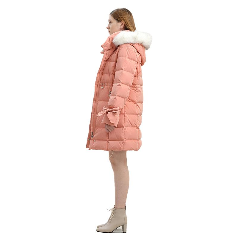 Winter Slim Casual Clothes Hooded Fur Collar Plain Quilted Woman Long Parka