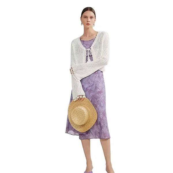 French Style Spring Knitted Cardigan with Air-Conditioning Features