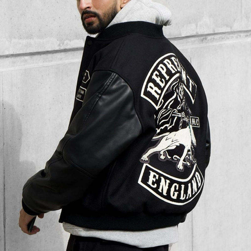 Winter Wholesale Blank Chenille Embroidery Jacket Men Plus Size Leather Jacket Baseball Bomber Men's Varsity Jackets