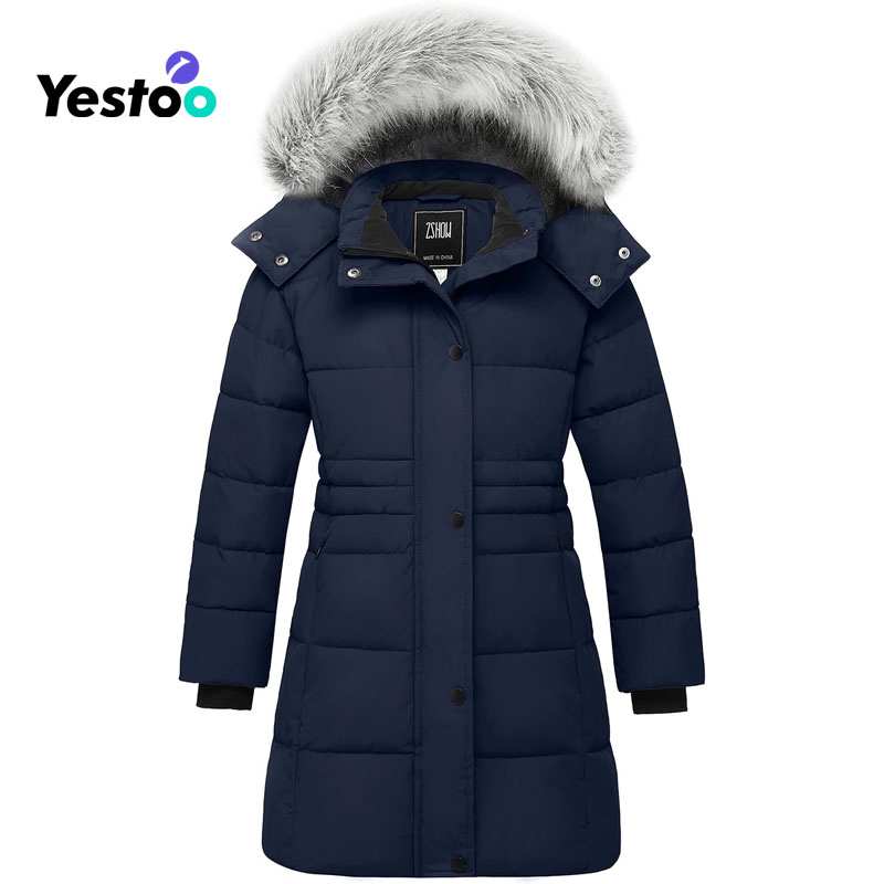 Girls' Winter Coat Long Hooded Parka Soft Fleece Puffer Jacket with Removable Hood