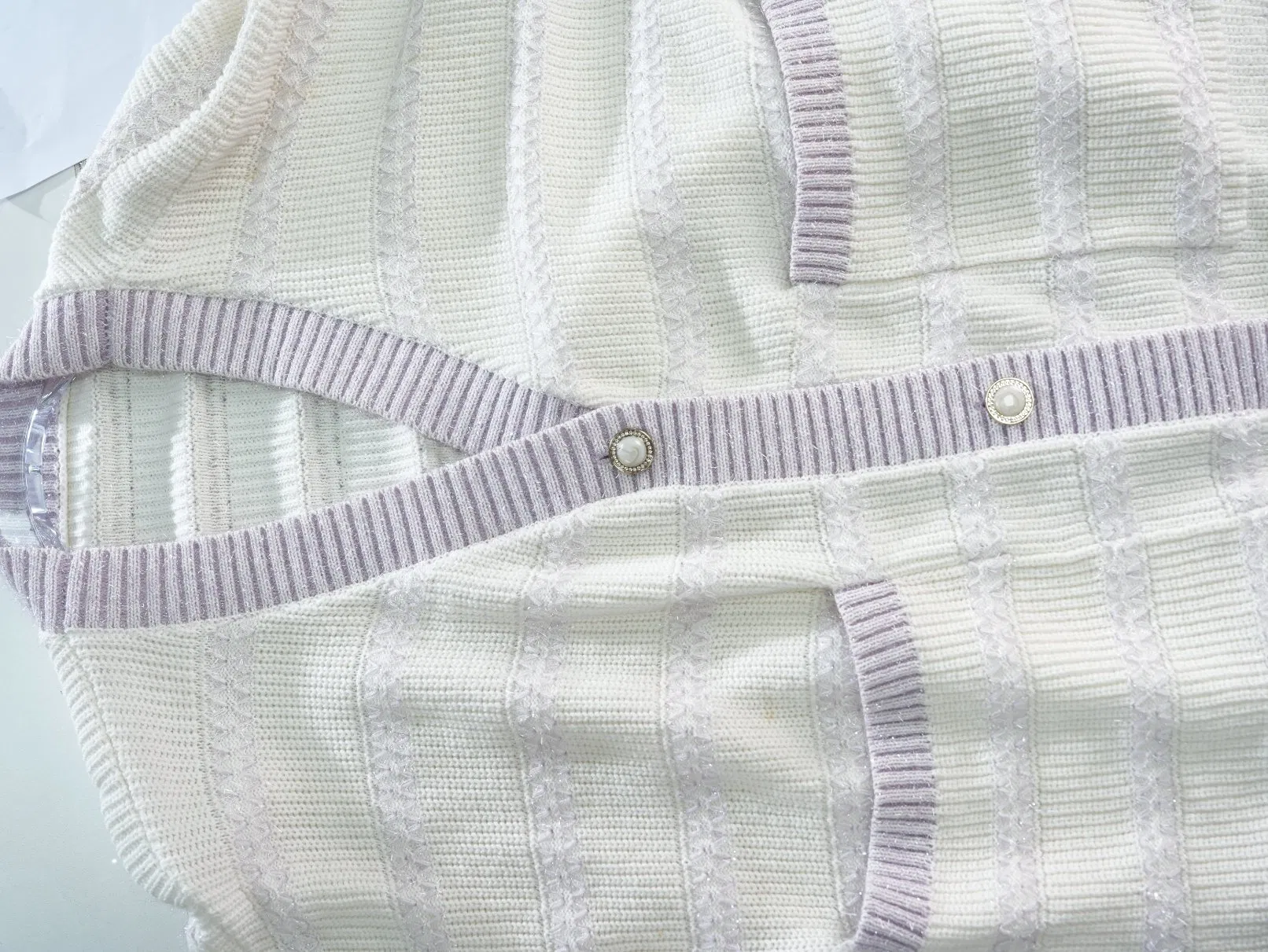 Factory Outlet Cotton Women's Big Pocket Long Sleeve Autumn V - Neck Striped Knit Cardigan