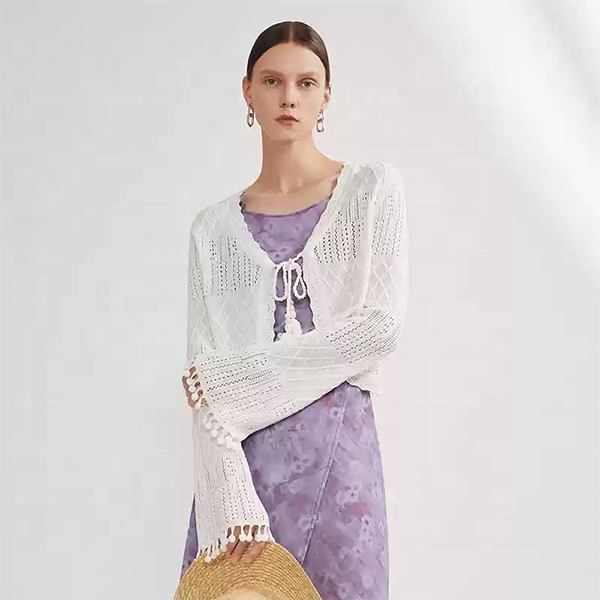 French Style Spring Knitted Cardigan with Air-Conditioning Features