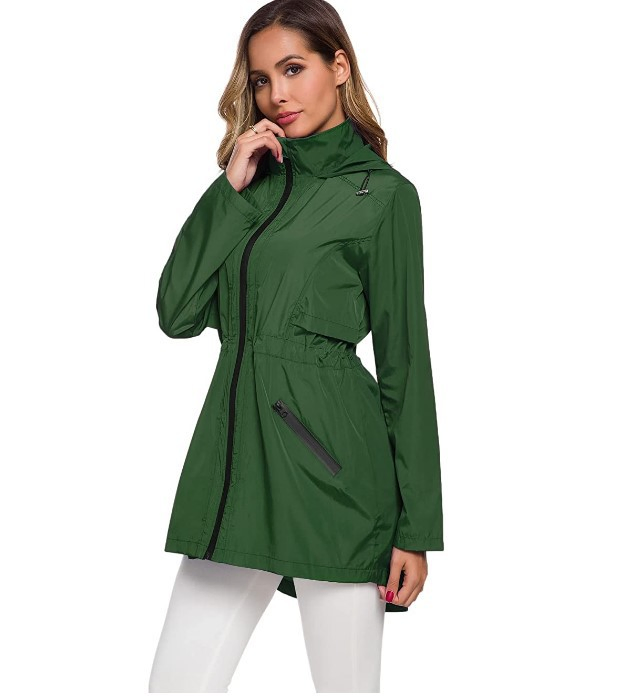 100% Polyester Outdoor Lady Parka Long Membrane Waterproof with Cap