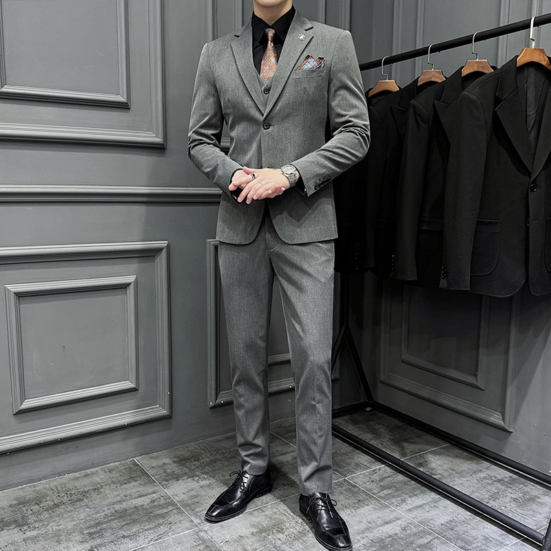 Men Groom Wedding Dress 3 Pieces Suits Double Breasted Vest Pants Blazer