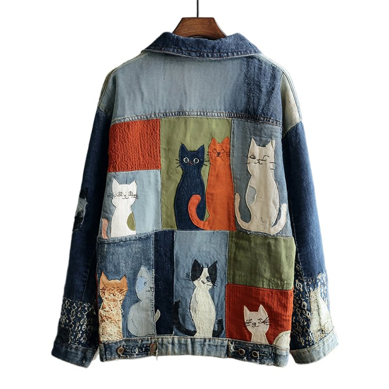 High-Quality Wholesale Customized Vintage-Streetwear Washed-Embroidery Button-Detailed Classic-Fit Men's Denim Jacket