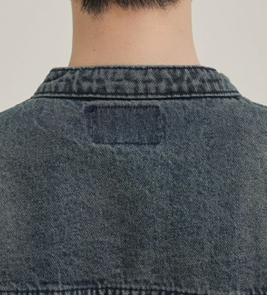 Produced 10 Million PCS Trendy Washed Workwear Mens Denim Jacket Loose Texture Stand Collar Denim Jackets