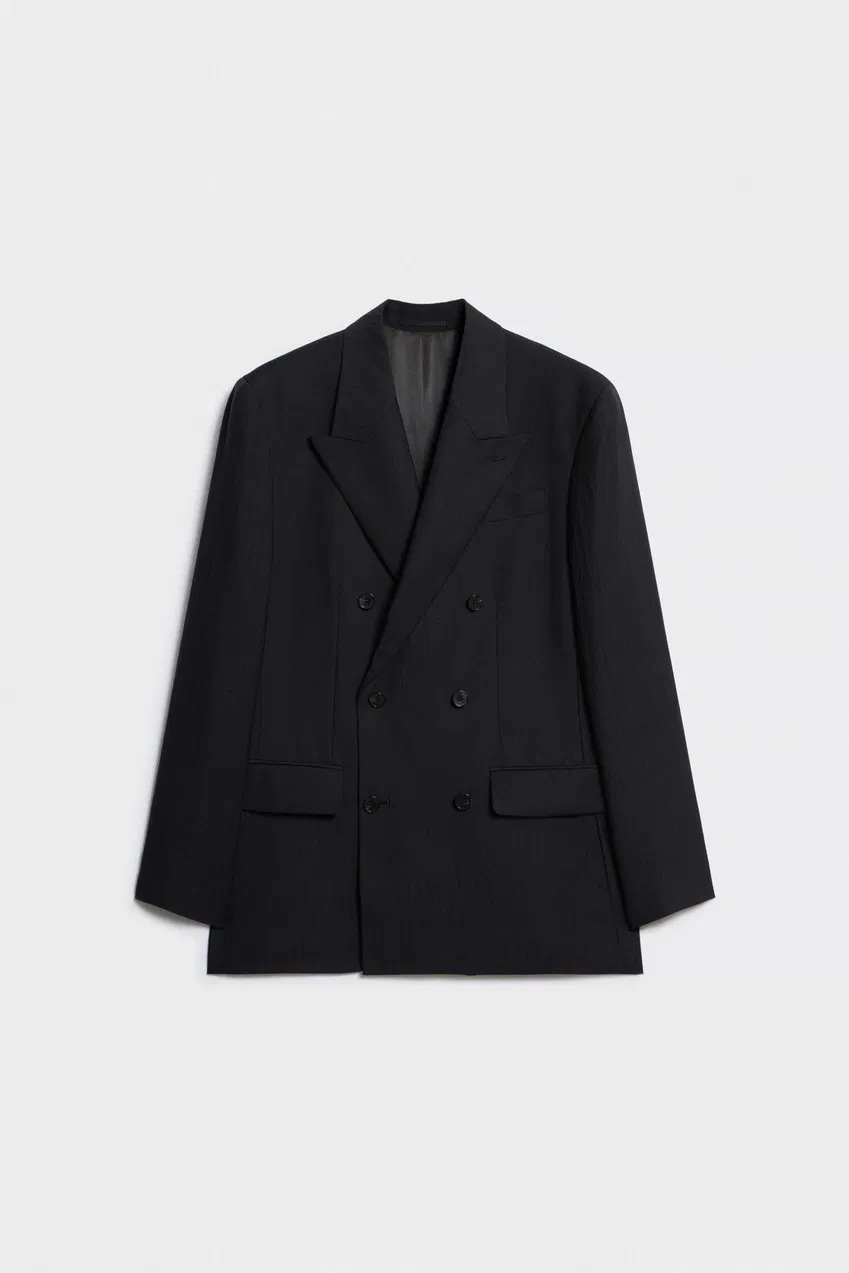 Double-Breasted Textured Stripes Blazer 4