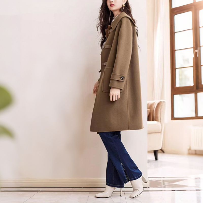 Winter New Style Simple MID-Length Wool Twill Double-Faced Coat