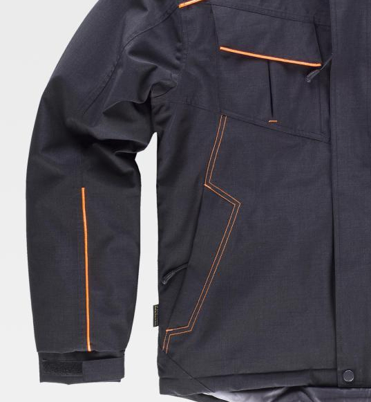 Men Winter Jackets Detachable Hood Black Outwear Waterproof Padded Parka with Contrast Border Trims