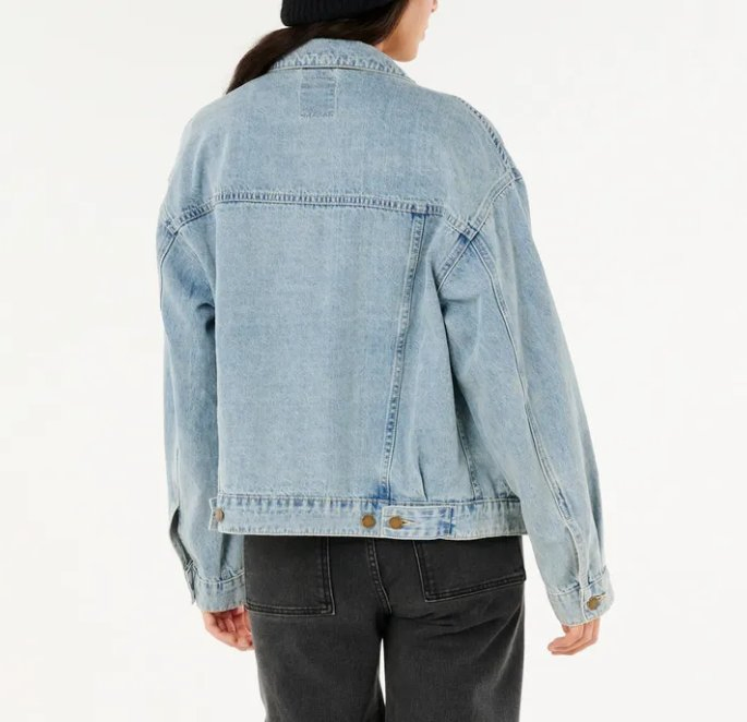 100% Cotton Denim Relax Fit Heavy Enzyme Wash Metal Button Women's Long Sleeves Denim Jacket