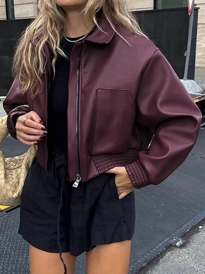 Vintage PU Leather Motorcycle Jacket for Retro Style Enthusiasts