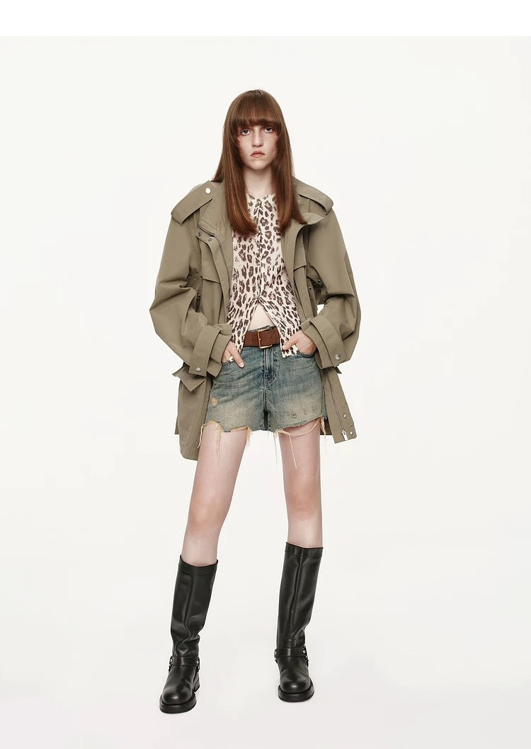 Design High-End Women Dust Coat Wholesale MID Straight Length Elastic Waistband Trench Jacket for Women Autumn Wear