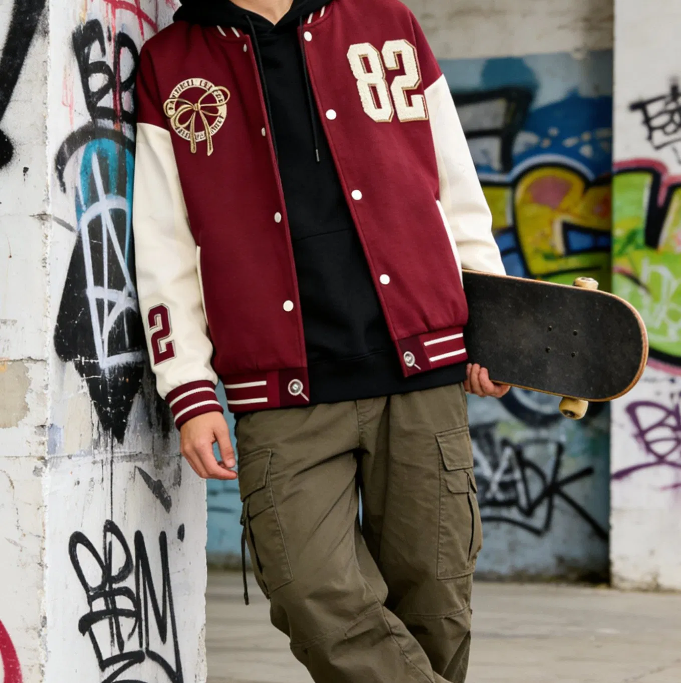 Soft Fleece Relaxed Fit Custom Zip up Casual Mens Contrast Fleece Bomber Jacket