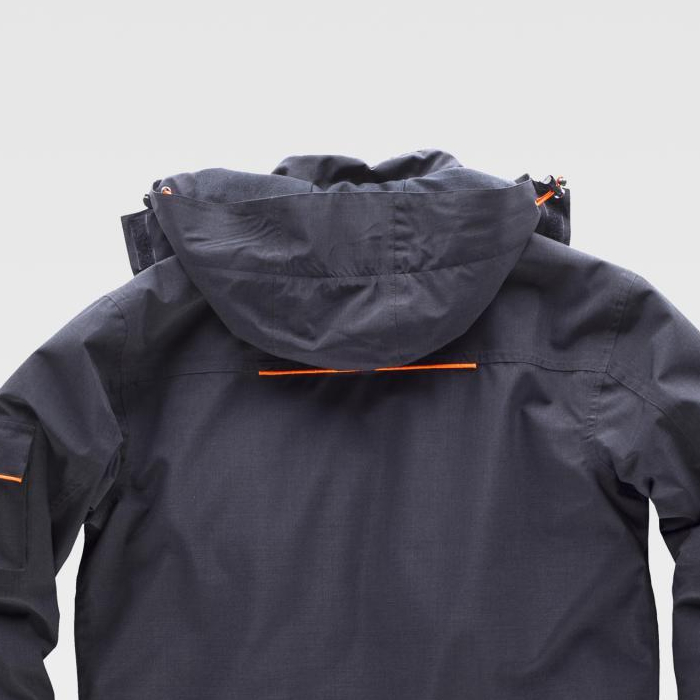 Men Winter Jackets Detachable Hood Black Outwear Waterproof Padded Parka with Contrast Border Trims