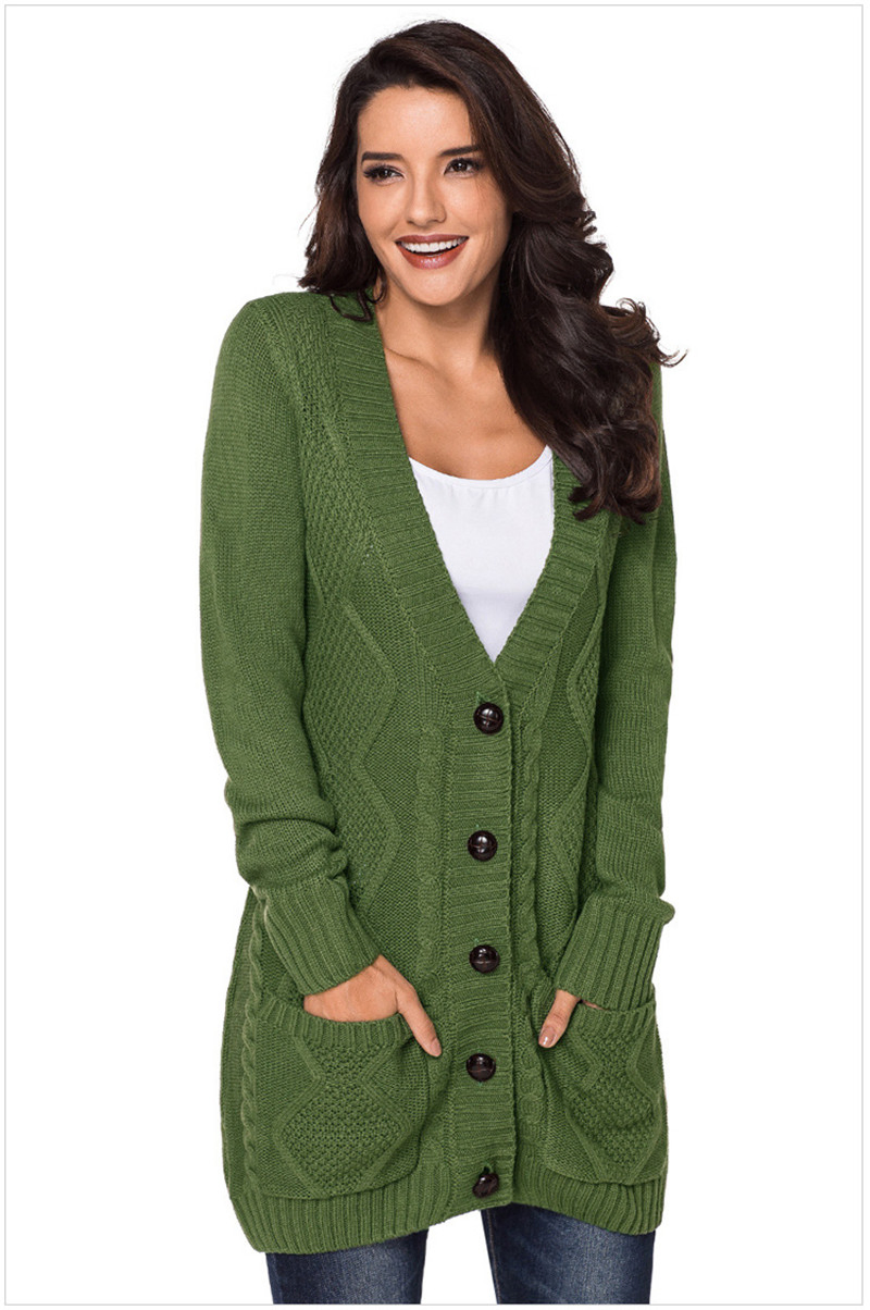 Women Long Line V Neck Sweater Cardigan