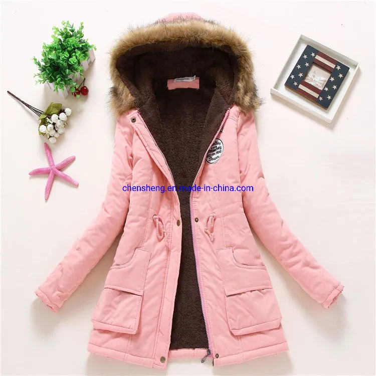 Women 's Fur Hoodies Ladies Coats Winter Warm Long Coat Jacket Cotton Clothes Thermal Parkas