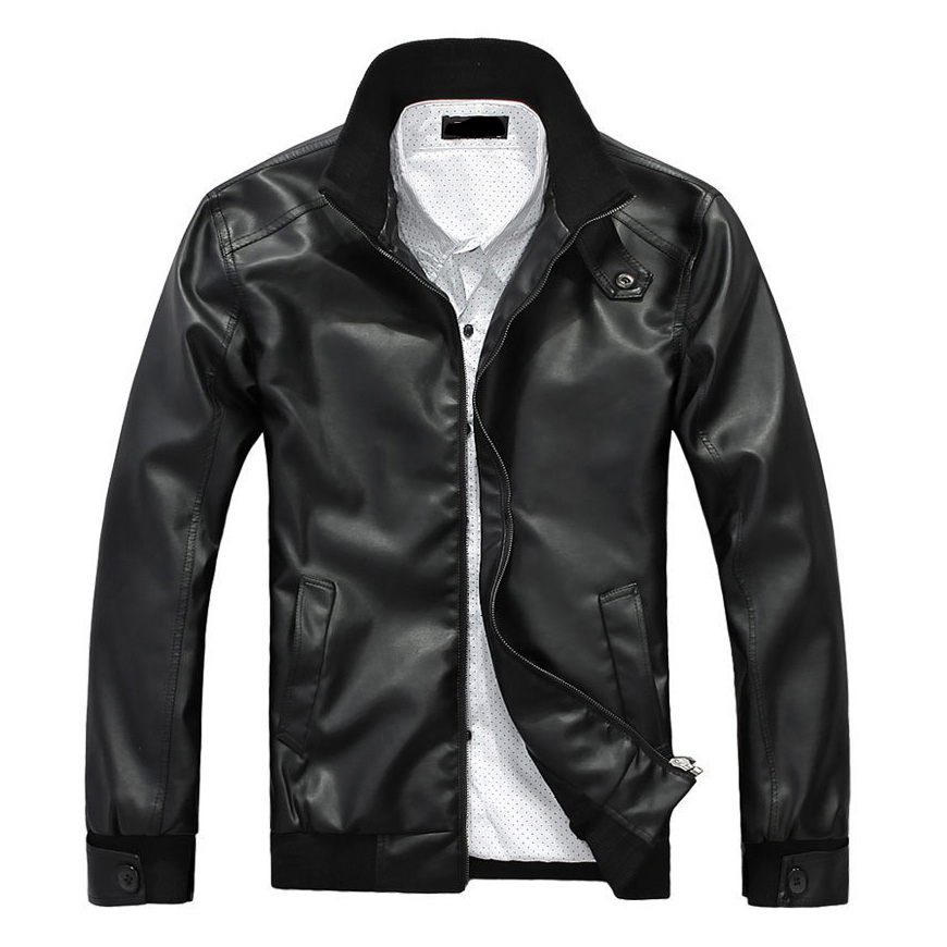 Stylish Urban Zippered Leather Jacket Versatile Logo and Color Customizable