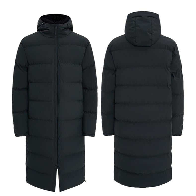 Logo Unisex Long Cotton Padding Thicken Parka with Hood