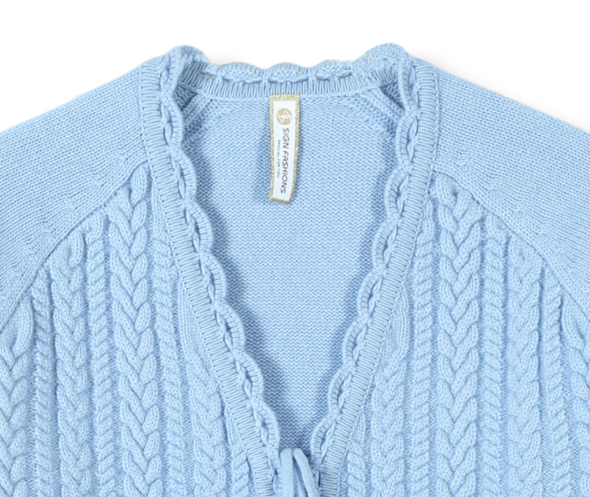 OEM&amp; ODM Ladies Autumn Winterwool V Neck Long Sleeve Sweater Cable Stitch Cardigan