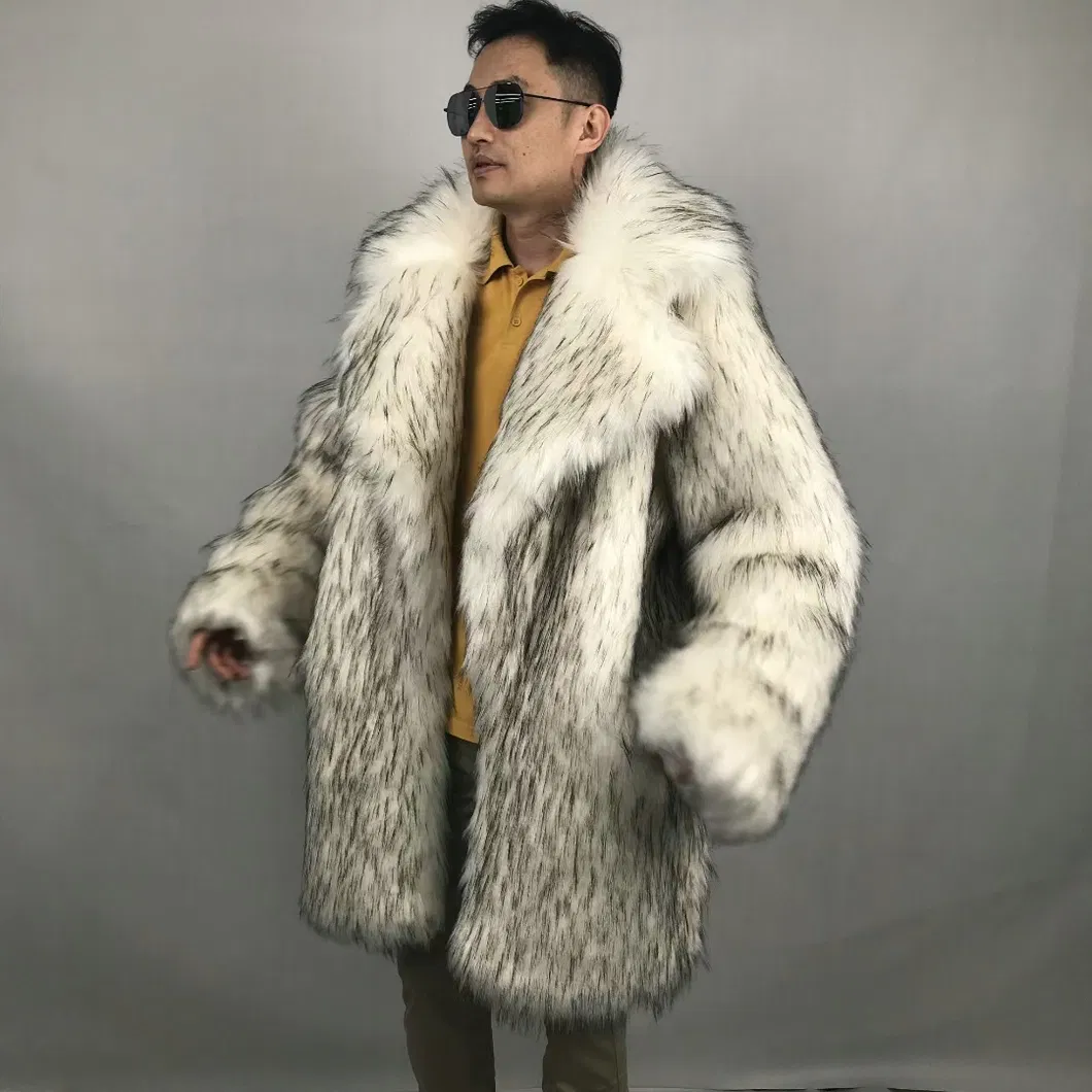 Men's Winter Faux Fur Trench Coat Detail