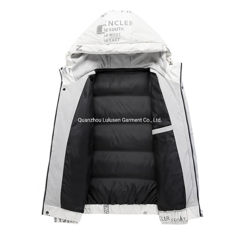 Streetwear 100% Polyester Printed Bomber Black Winter Unisex Puffer Coat Men Jacket