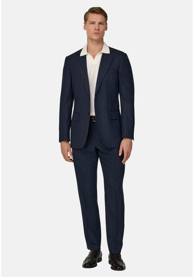 Brand Clothing Professional Manufacturer Wholesale 2 Piece Business Suits Blazer with Pants for Male Customized Pinstrip Wool Single Breast Men Suit Blazer